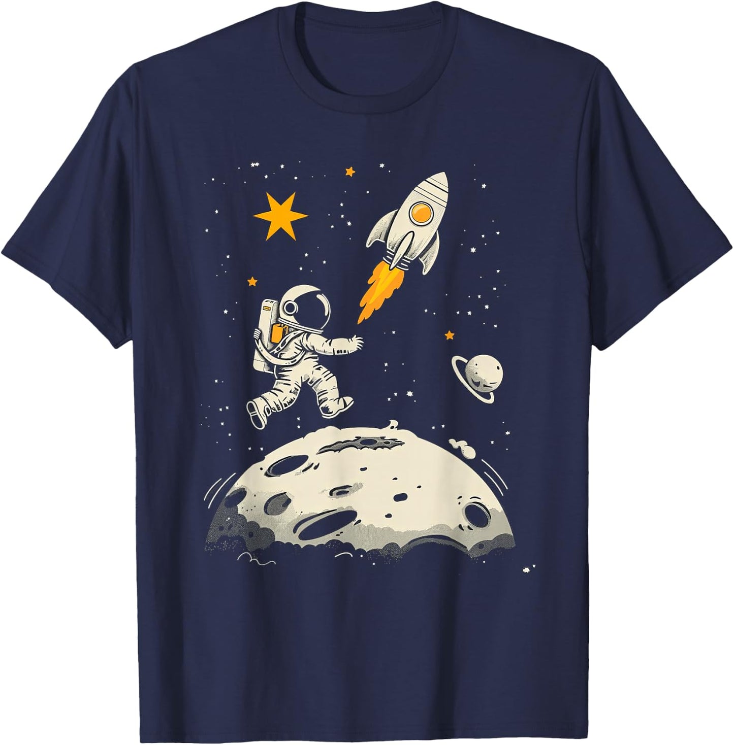 Weltraum Rakete und Astronaut Raumschiff Kinder T-Shirt - T-Shirt | Navy