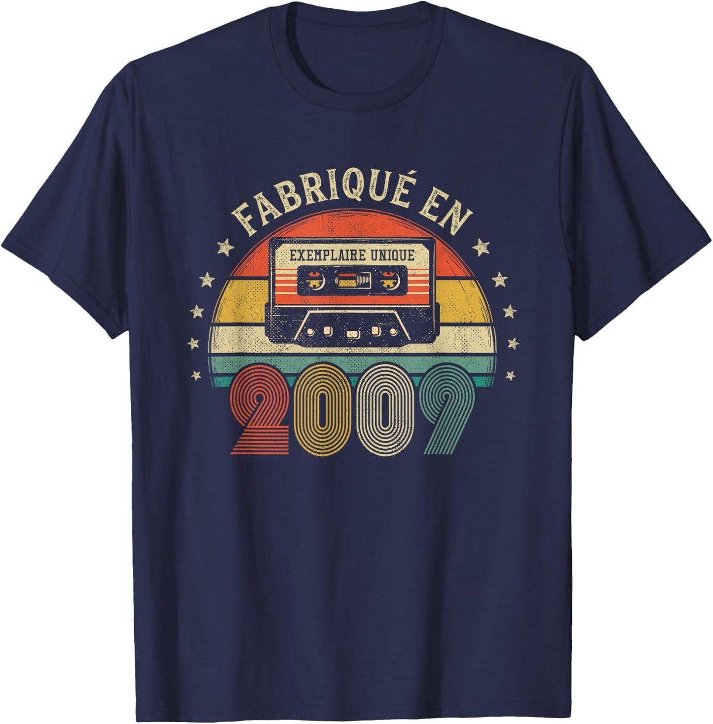Fabriqué en 2009 Vintage Cassette - Cadeau Anniversaire 2009 T-Shirt - T-Shirt | Navy