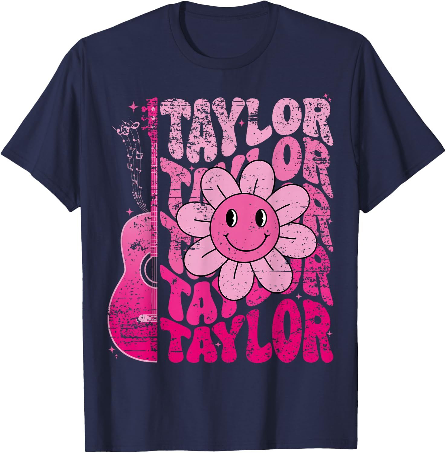 Taylor First Name I Love Taylor Girl Groovy 80's Vintage T-Shirt - T-Shirt | Navy