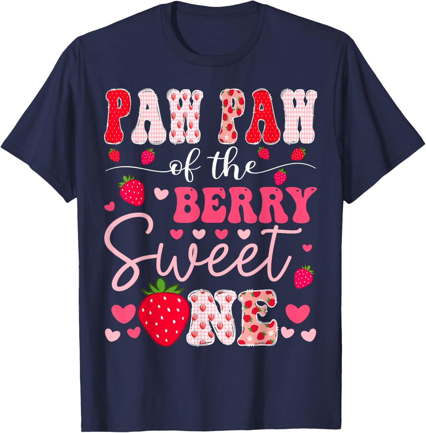Paw Paw Of The Berry Sweet One Strawberry 1St Birthday T-Shirt - T-Shirt | Navy