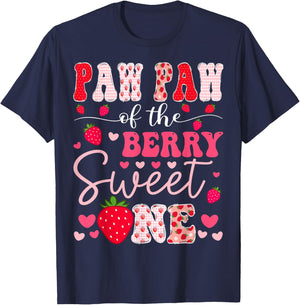 Paw Paw Of The Berry Sweet One Strawberry 1St Birthday T-Shirt - T-Shirt | Navy