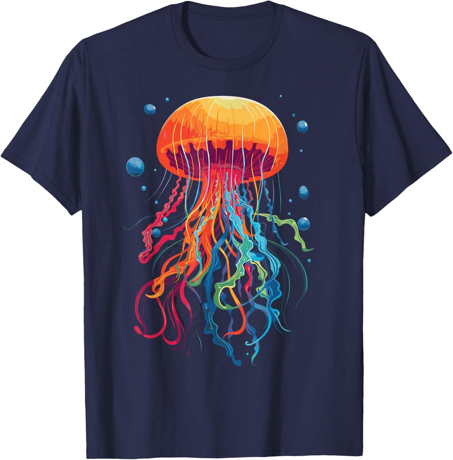 Jellyfish Ocean Animal Scuba Diving Rainbow Jelly Fish T-Shirt - T-Shirt | Navy