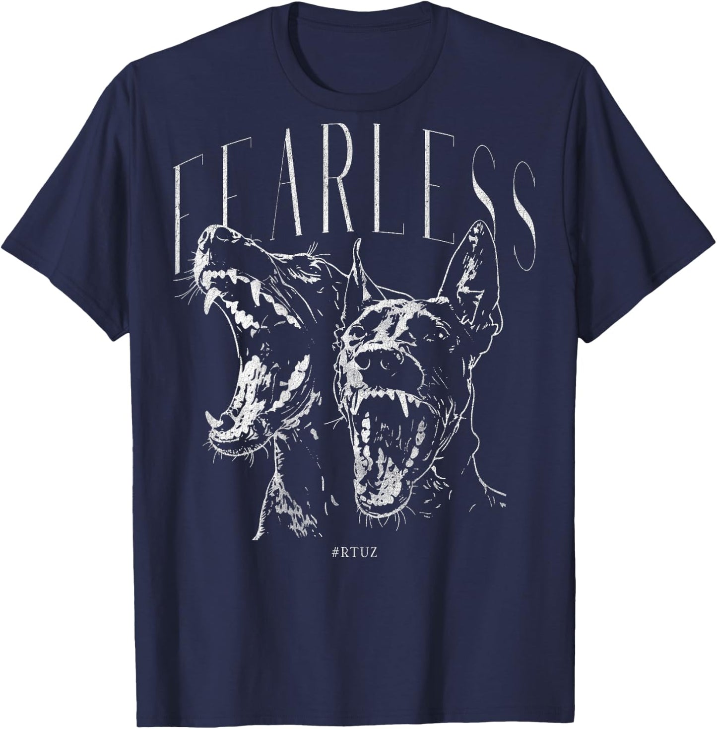 Back Print Streetwear Fashion Vintage Women Men Dog Doberman T-Shirt - T-Shirt | Navy
