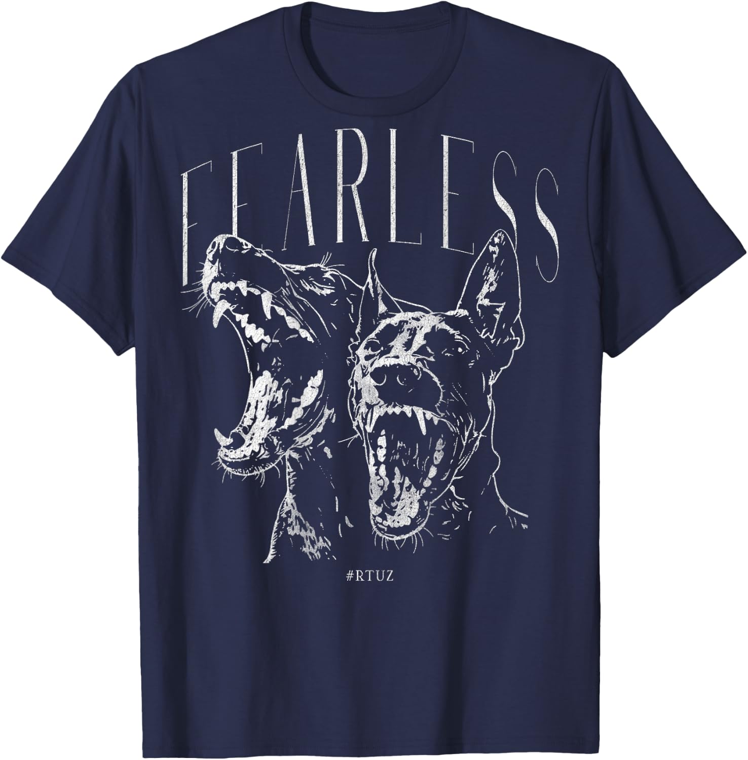 Back Print Streetwear Fashion Vintage Women Men Dog Doberman T-Shirt - T-Shirt | Navy