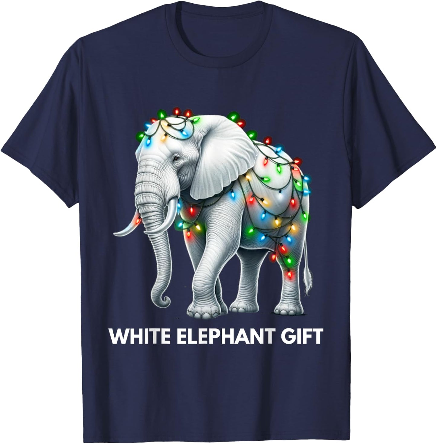 Funny White Elephant Gift Wrapped Elephant Dumb Gift T-Shirt - T-Shirt | Navy