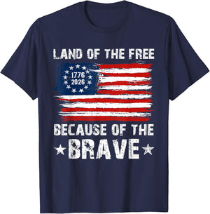Land of The Free Because of The Brave 1776 4th of July Men T-Shirt - T-Shirt | Navy