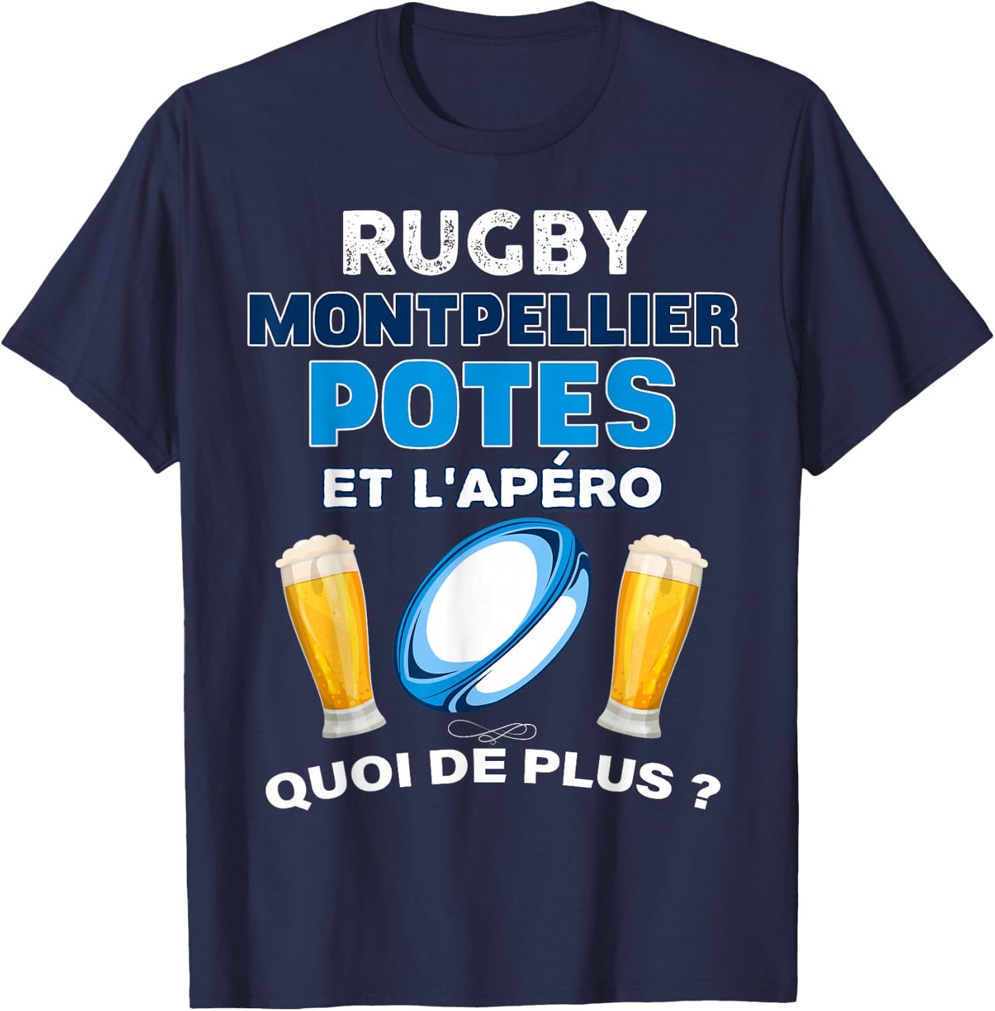 Rugby Montpellier Potes Aperitif MHR Beer Friendship Supporter T-Shirt - T-Shirt | Navy