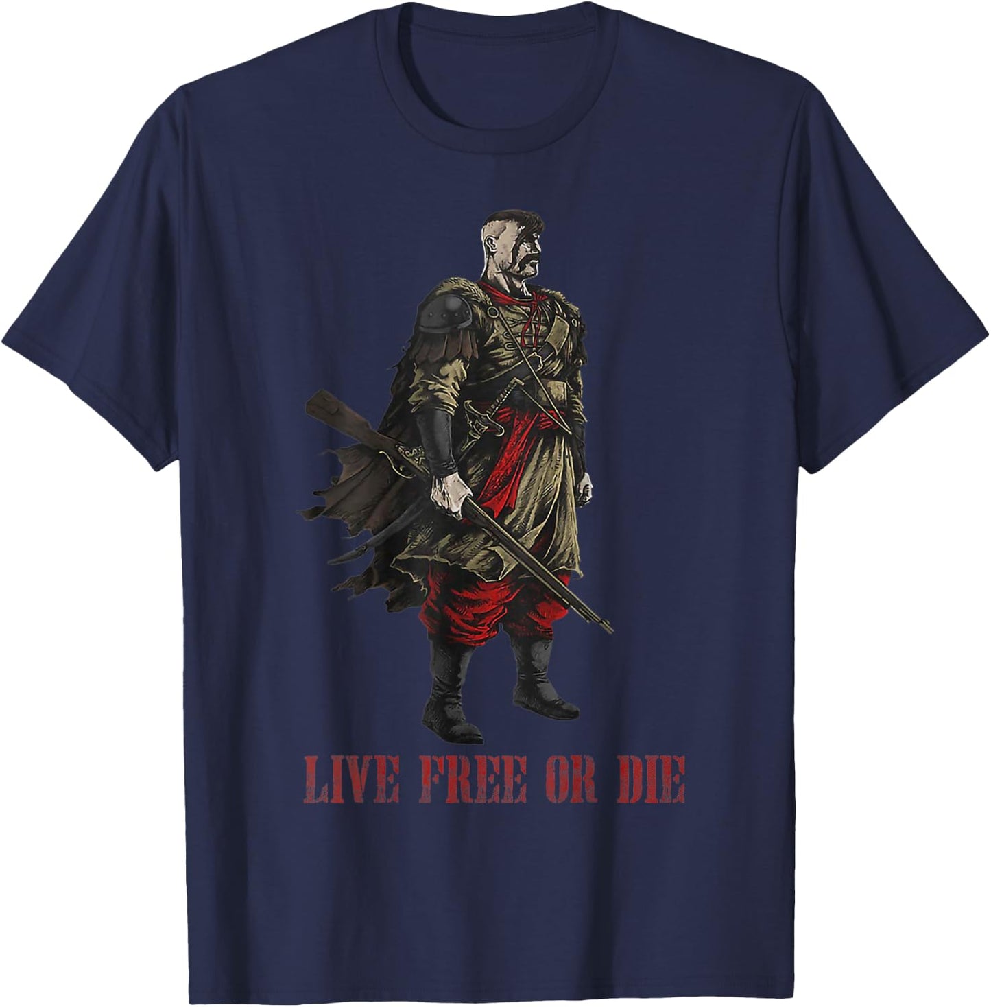 Live Free or Die_cossack Warrior T-Shirt - T-Shirt | Navy