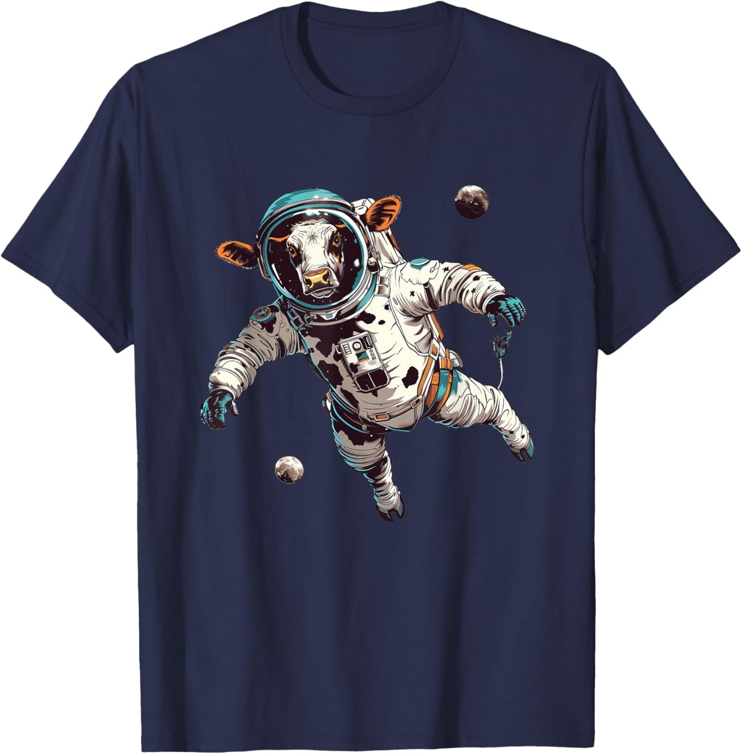 Funny Cow Astronaut in Space T-Shirt - T-Shirt | Navy