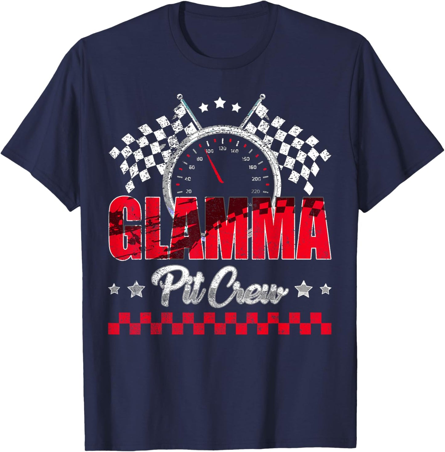 Race Car Birthday Party Racing Family Glamma Pit Crew T-Shirt - T-Shirt | Navy
