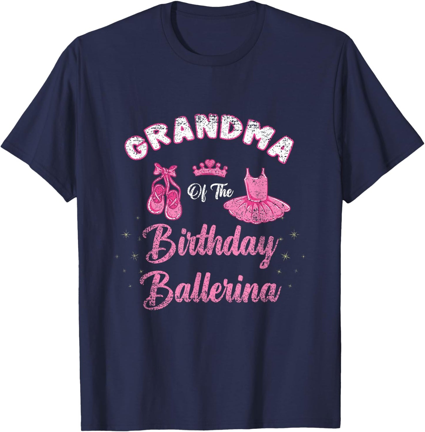 Grandma Of The Birthday Ballerina Vintage T-Shirt - T-Shirt | Navy