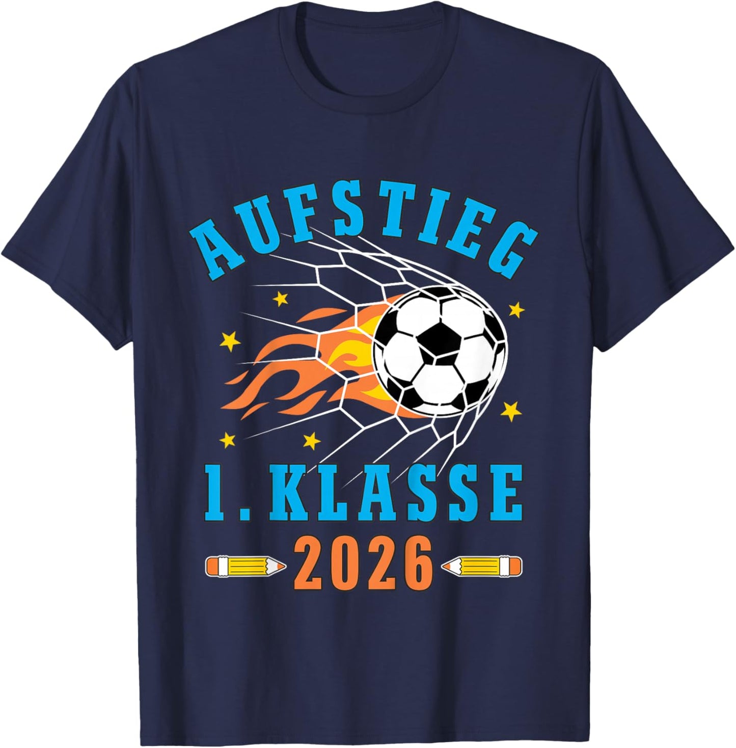 Kinder Schulkind 2026 Einschulung Erste Klasse Fußball Jungen T-Shirt - T-Shirt | Navy