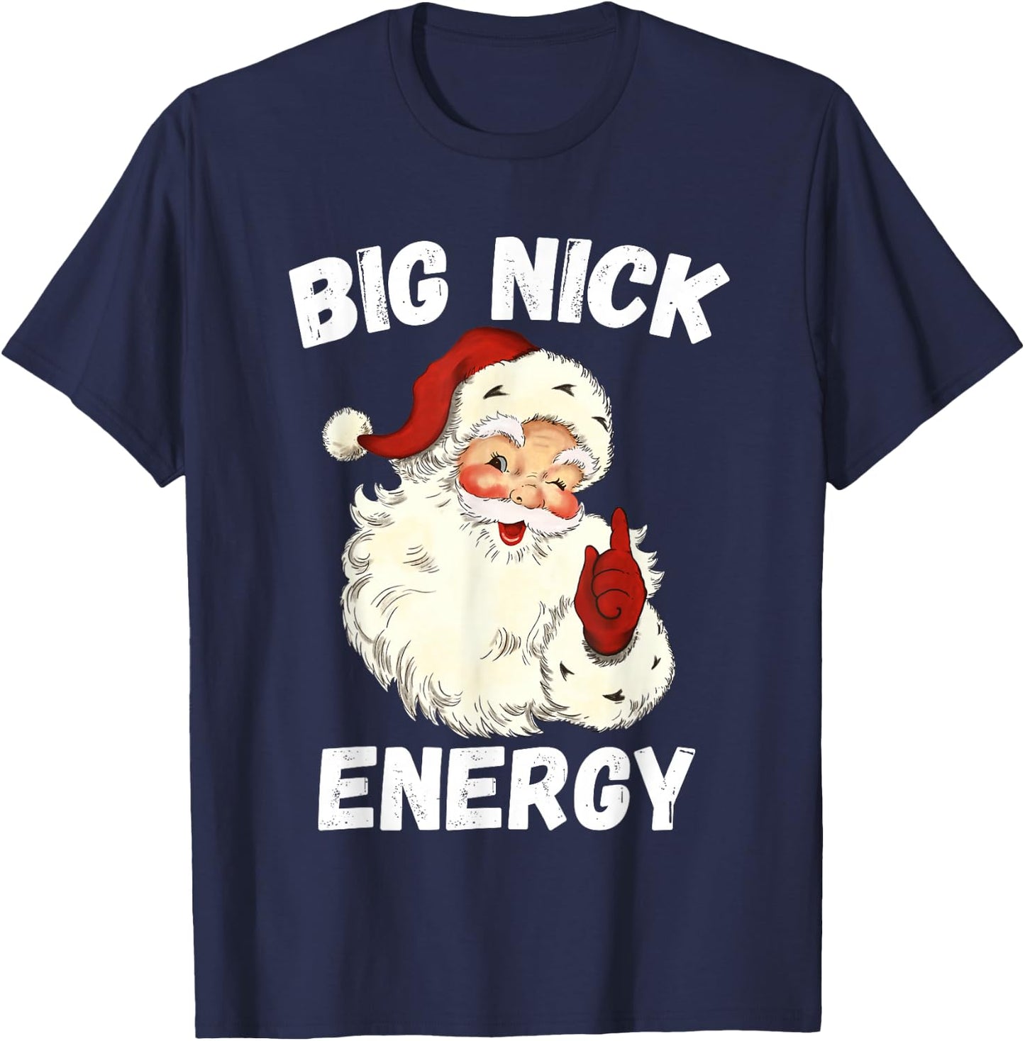 Big Nick Energy Santa Groovy Retro Vintage T-Shirt - T-Shirt | Navy