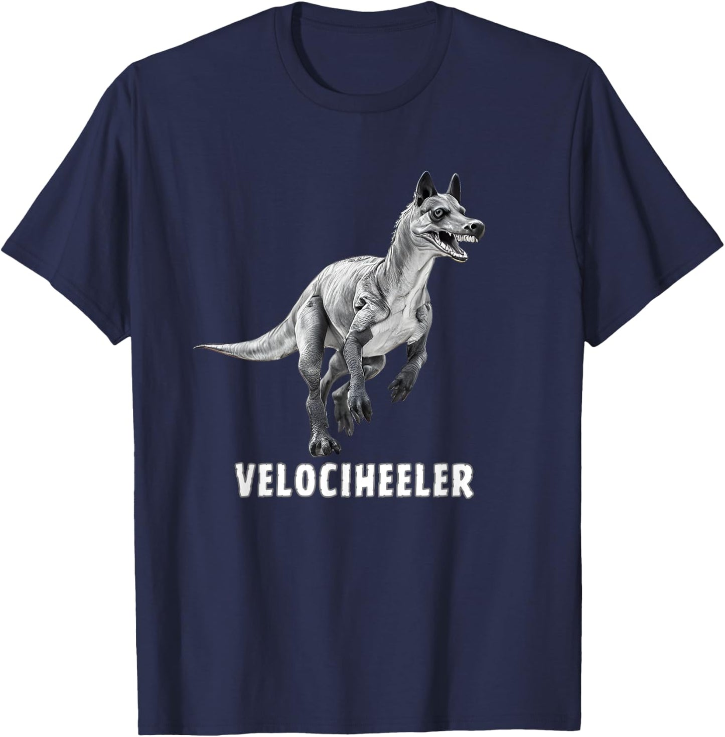 Velociraptor Australian cattle dog, red blue heeler dinosaur T-Shirt - T-Shirt | Navy