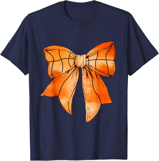 Basketball Mom Coquette Bow For Gameday T-Shirt - T-Shirt | Navy