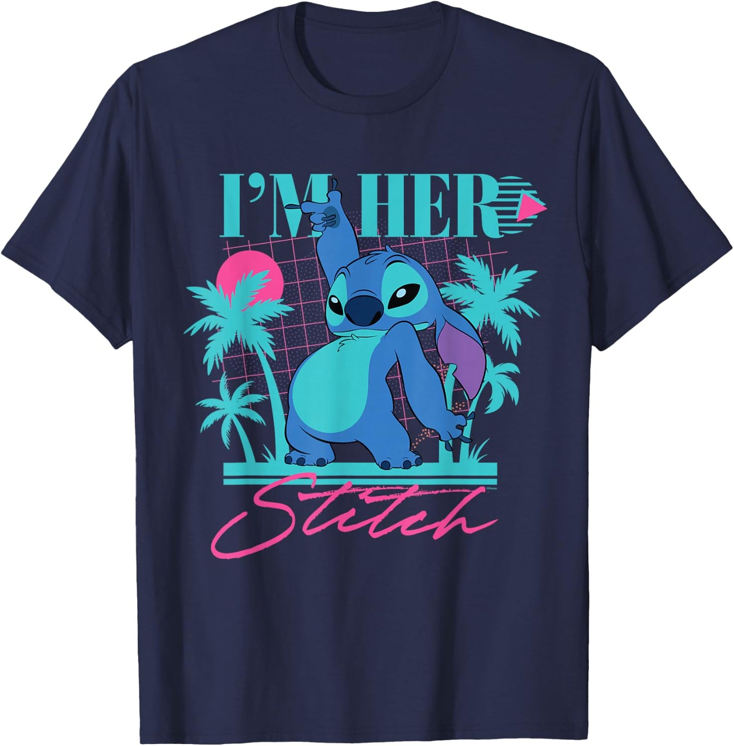 Disney Stitch Retro '90s Couples Matching I'm Her Stitch , Black, S T-Shirt - T-Shirt | Navy