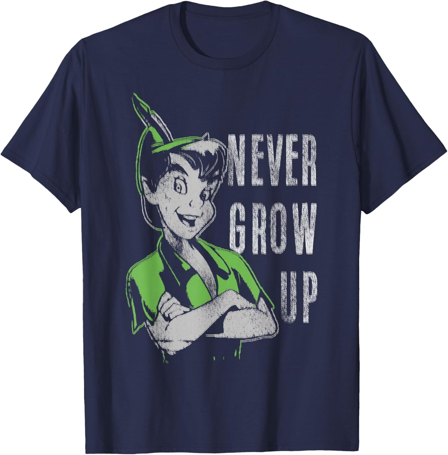 Disney Peter Pan Never Grow Up Vintage Portrait Small T-Shirt - T-Shirt | Navy