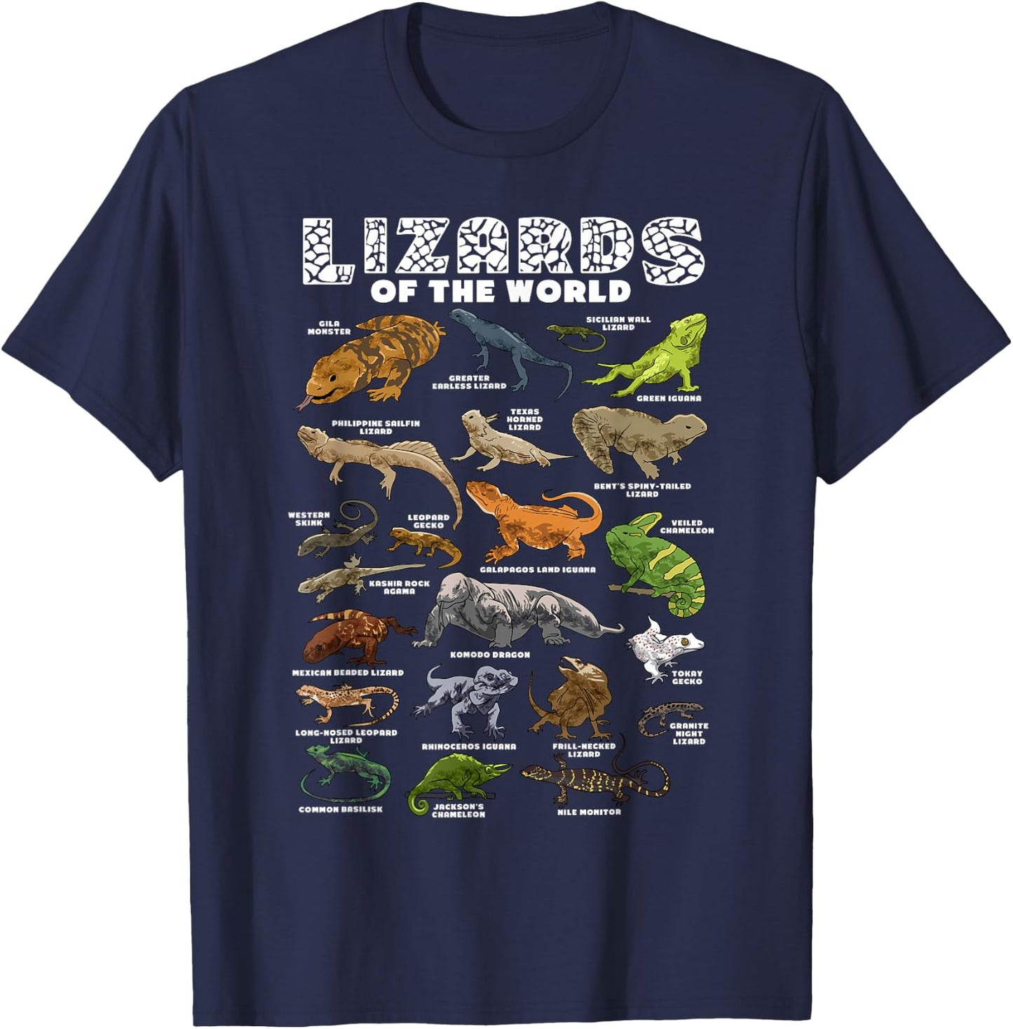 Lizard Shirt Lizards Animal of the World Reptile Herpetology T-Shirt - T-Shirt | Navy
