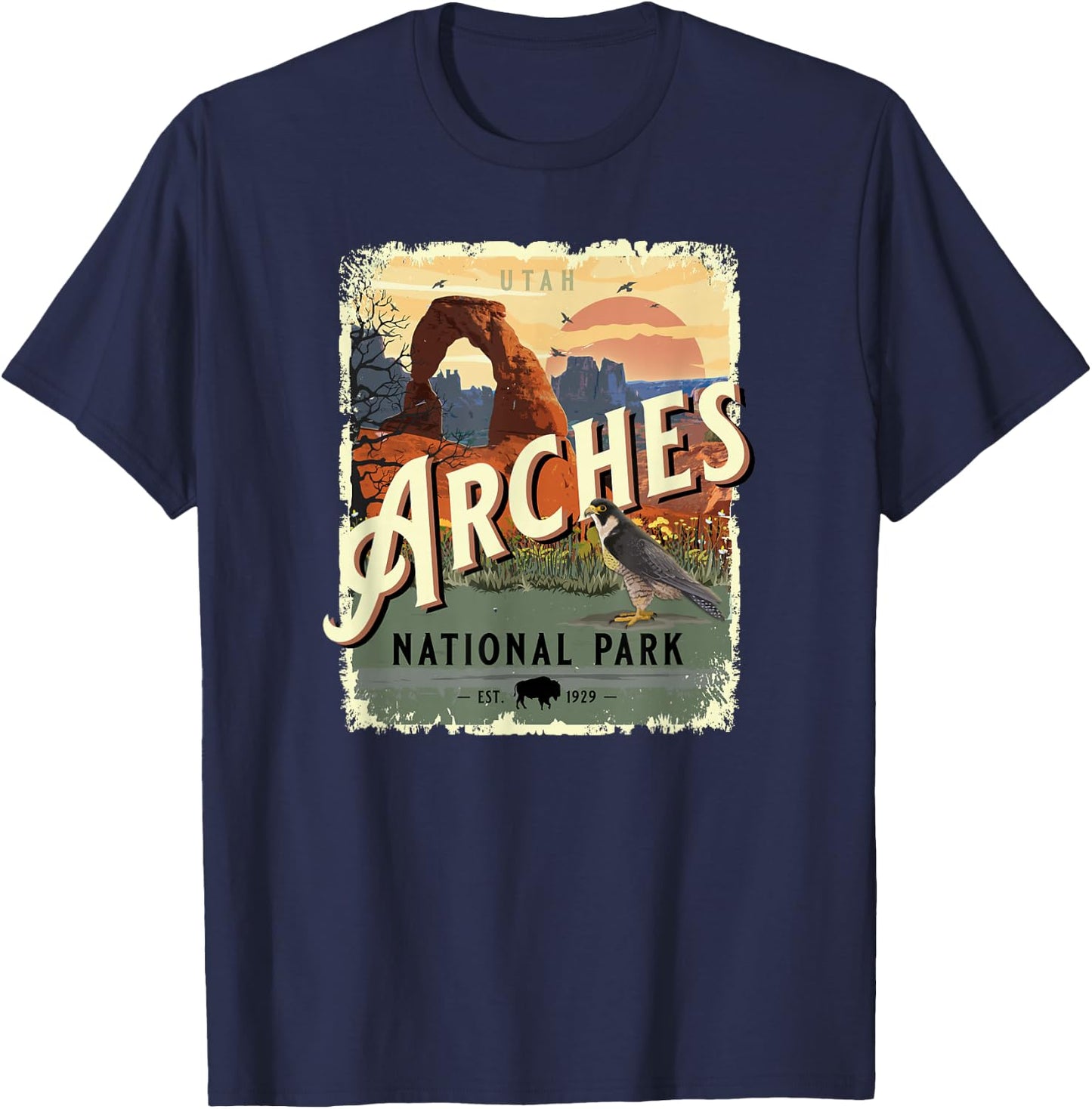 Arches National Park Moab Utah Vintage Travel Souvenir T-Shirt - T-Shirt | Navy