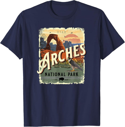 Arches National Park Moab Utah Vintage Travel Souvenir T-Shirt - T-Shirt | Navy