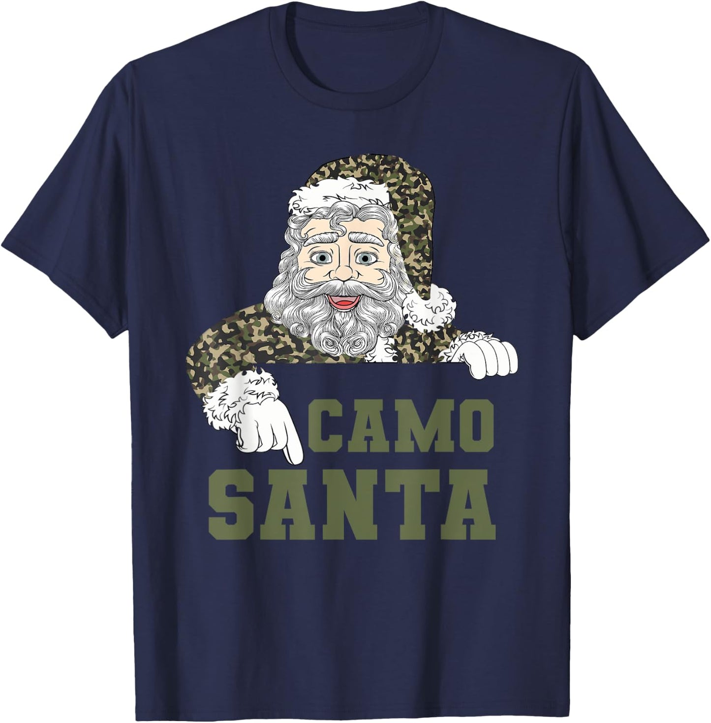 Camoflage Christmas Hunting Santa Camo Military Men Boys T-Shirt - T-Shirt | Navy