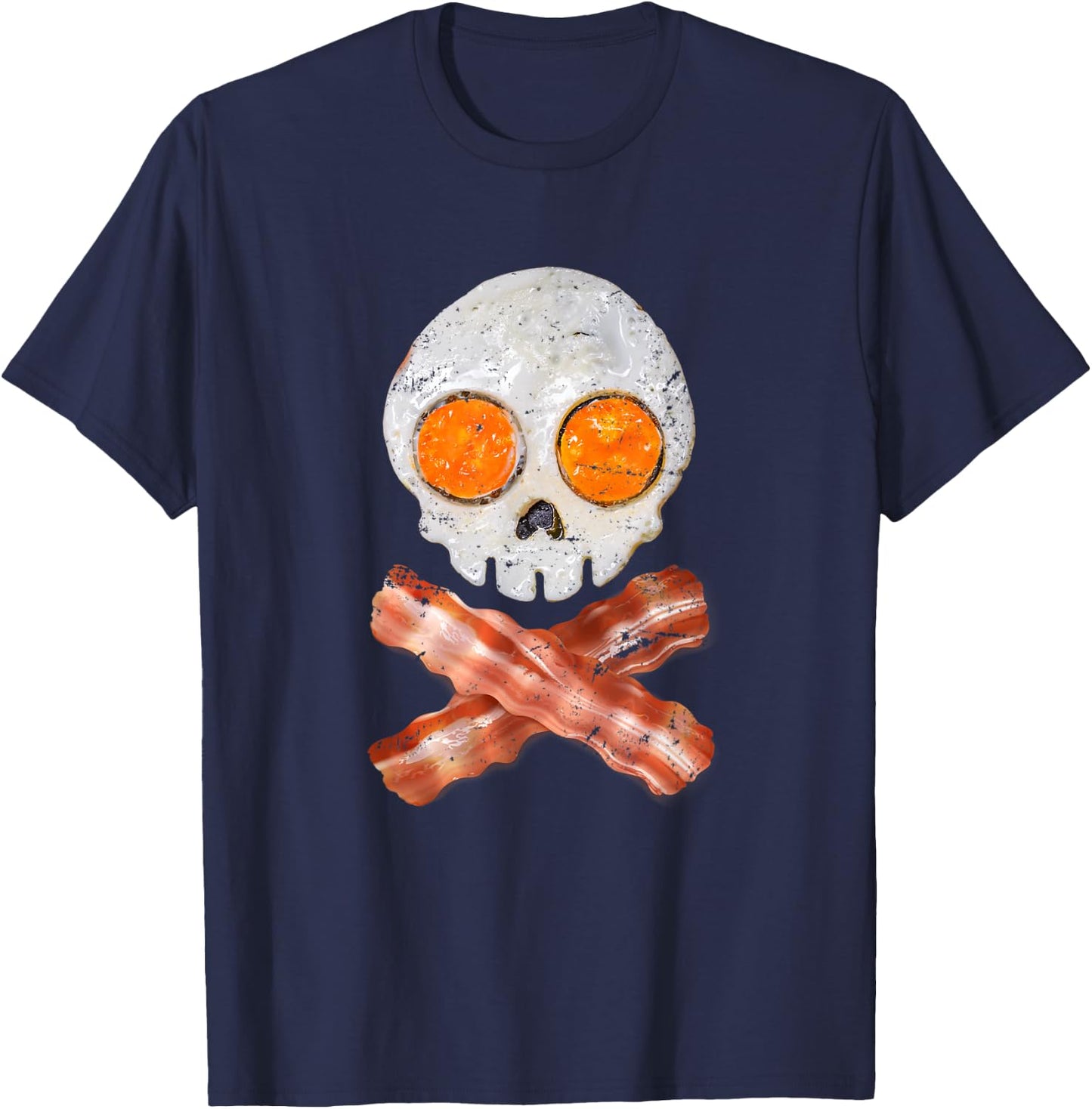 Bacon Egg Breakfast Ghoul Skull Gift Halloween T-Shirt - T-Shirt | Navy