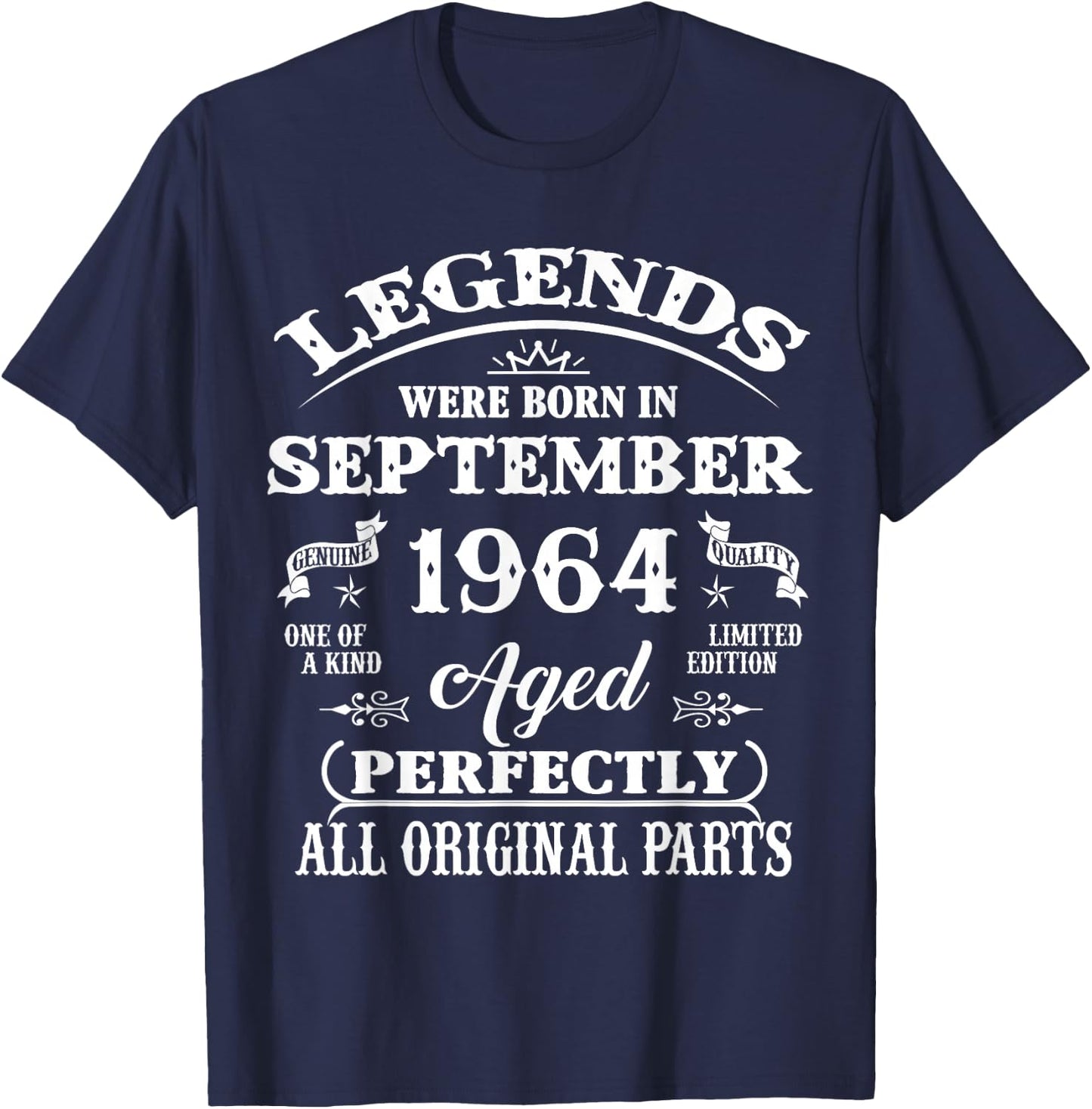 62nd Birthday Gift Legends Born In September 1964 62 Yrs Old T-Shirt - T-Shirt | Navy