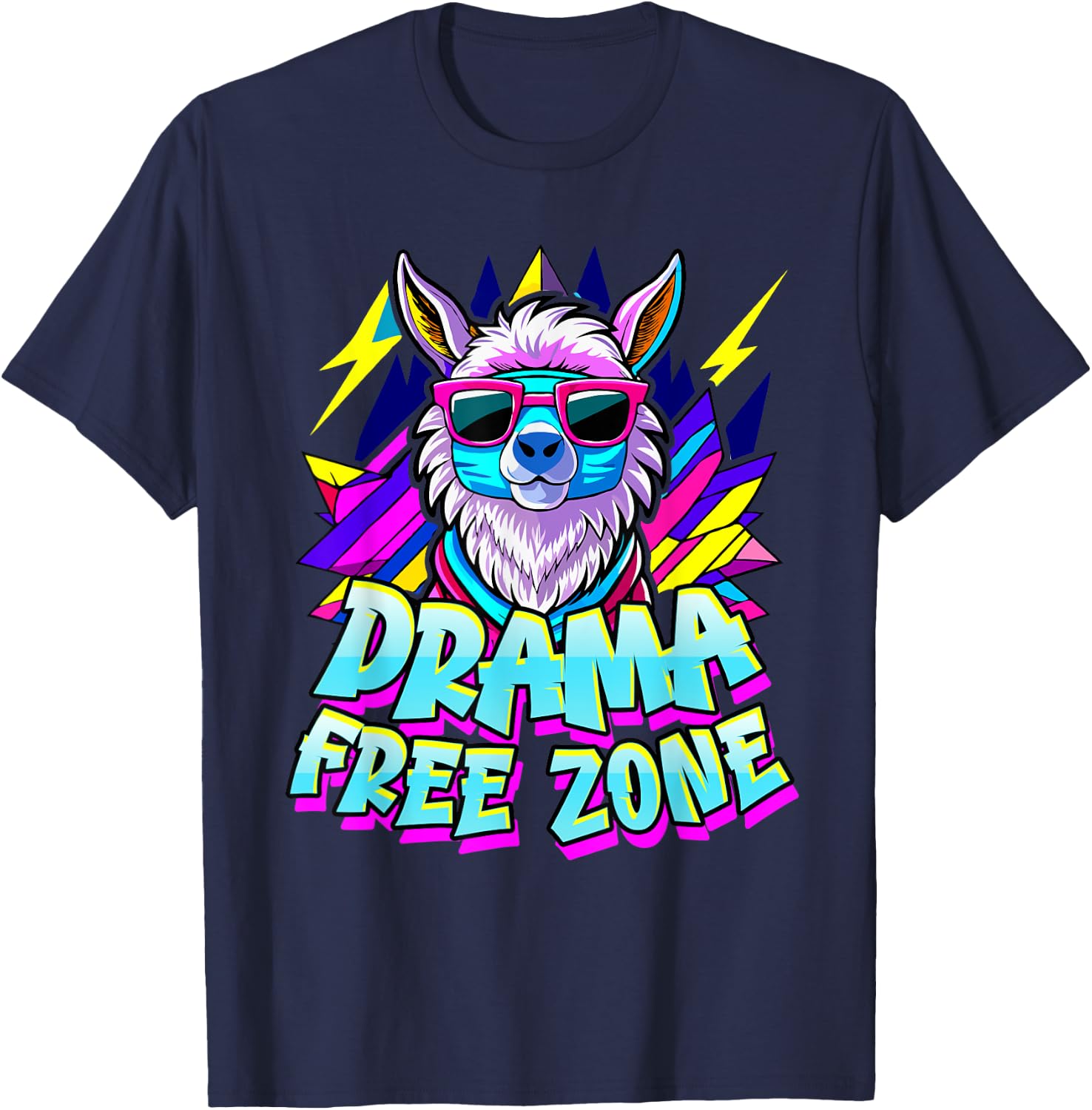 Alpaca Fan DRAMA FREE ZONE Funny Alpacas T-Shirt - T-Shirt | Navy