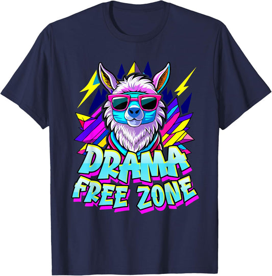 Alpaca Fan DRAMA FREE ZONE Funny Alpacas T-Shirt - T-Shirt | Navy