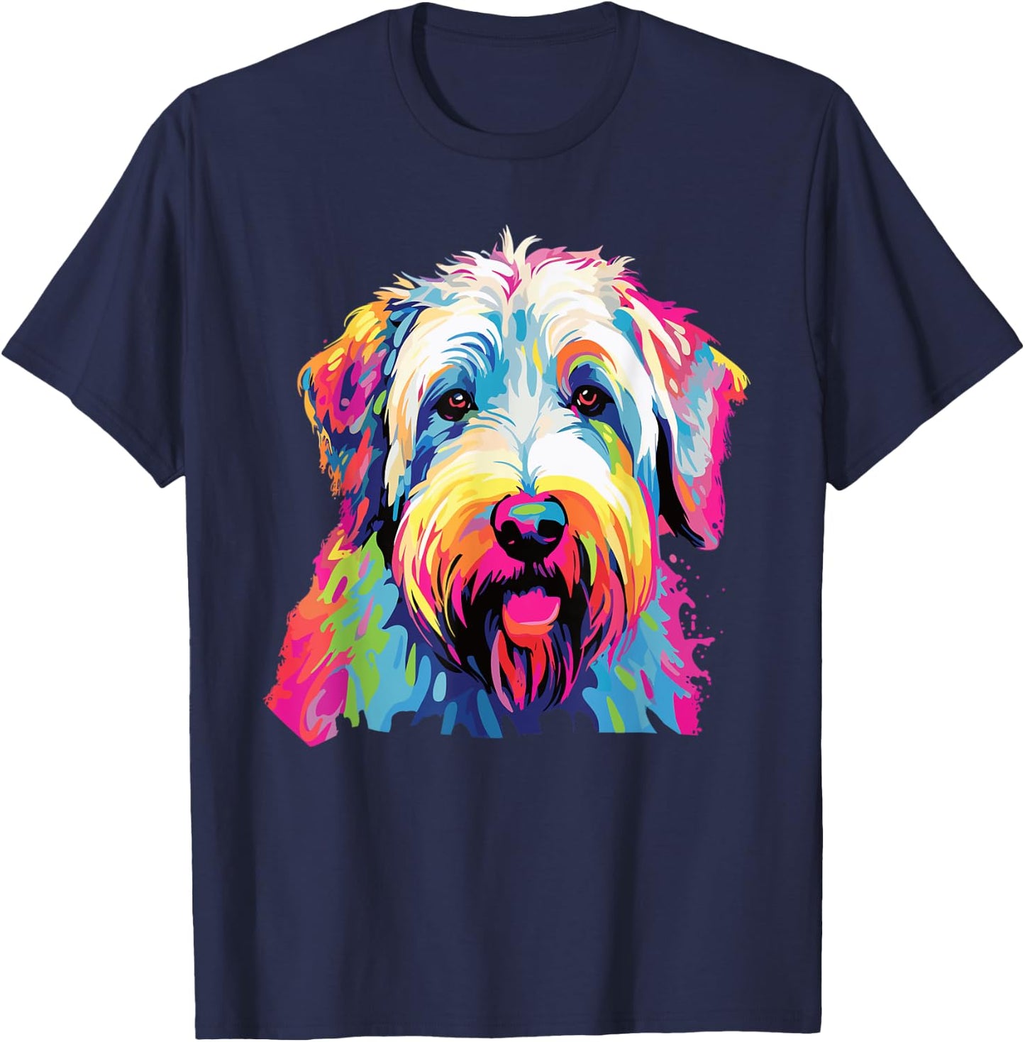 Watercolor Colorful Irish Soft Coated Wheaten Terrier T-Shirt - T-Shirt | Navy