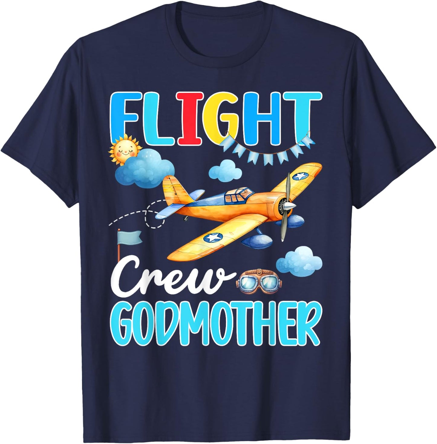 Flight Crew Godmother Birthday Airplane Matching Family T-Shirt - T-Shirt | Navy