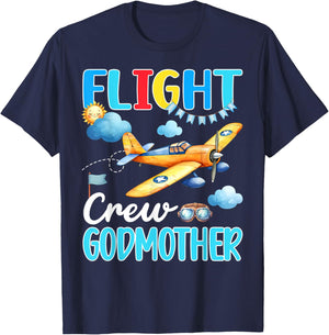 Flight Crew Godmother Birthday Airplane Matching Family T-Shirt - T-Shirt | Navy