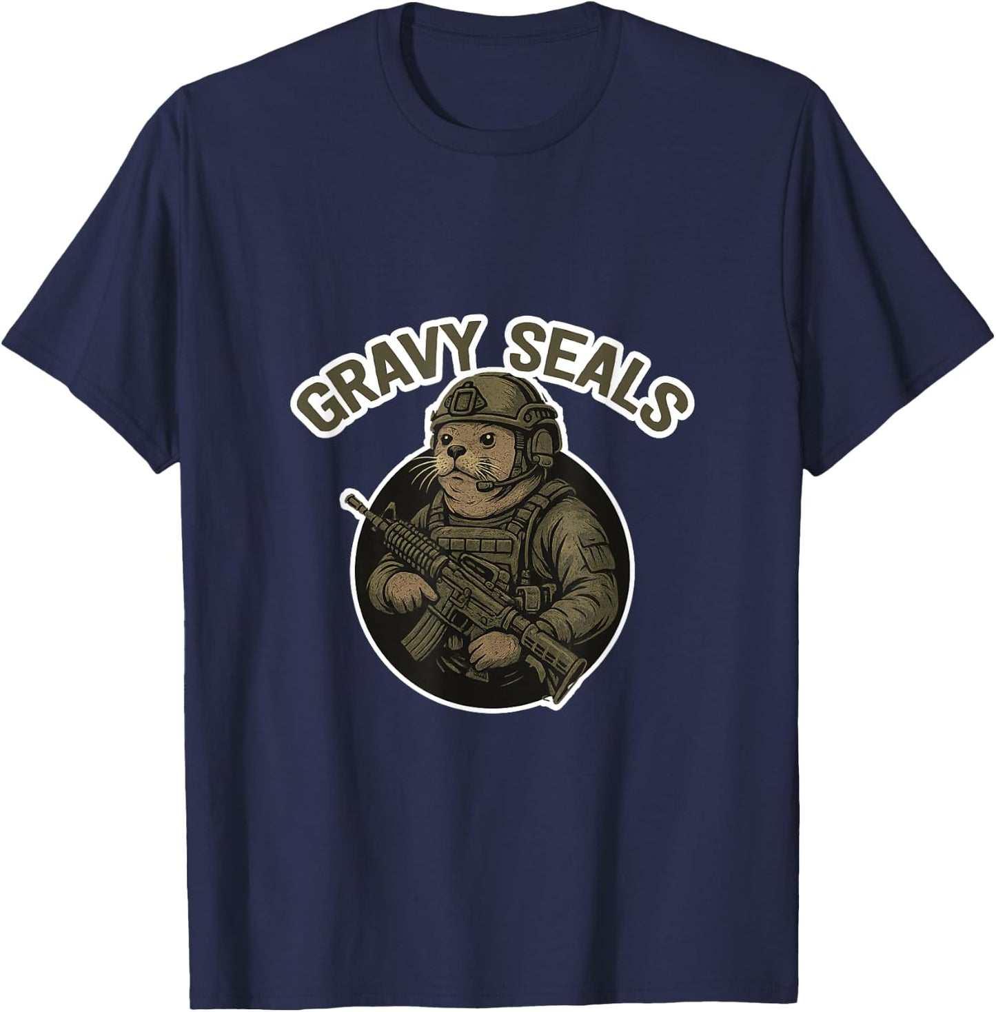 Gravy Seals Parody Animal Design T-Shirt - T-Shirt | Navy
