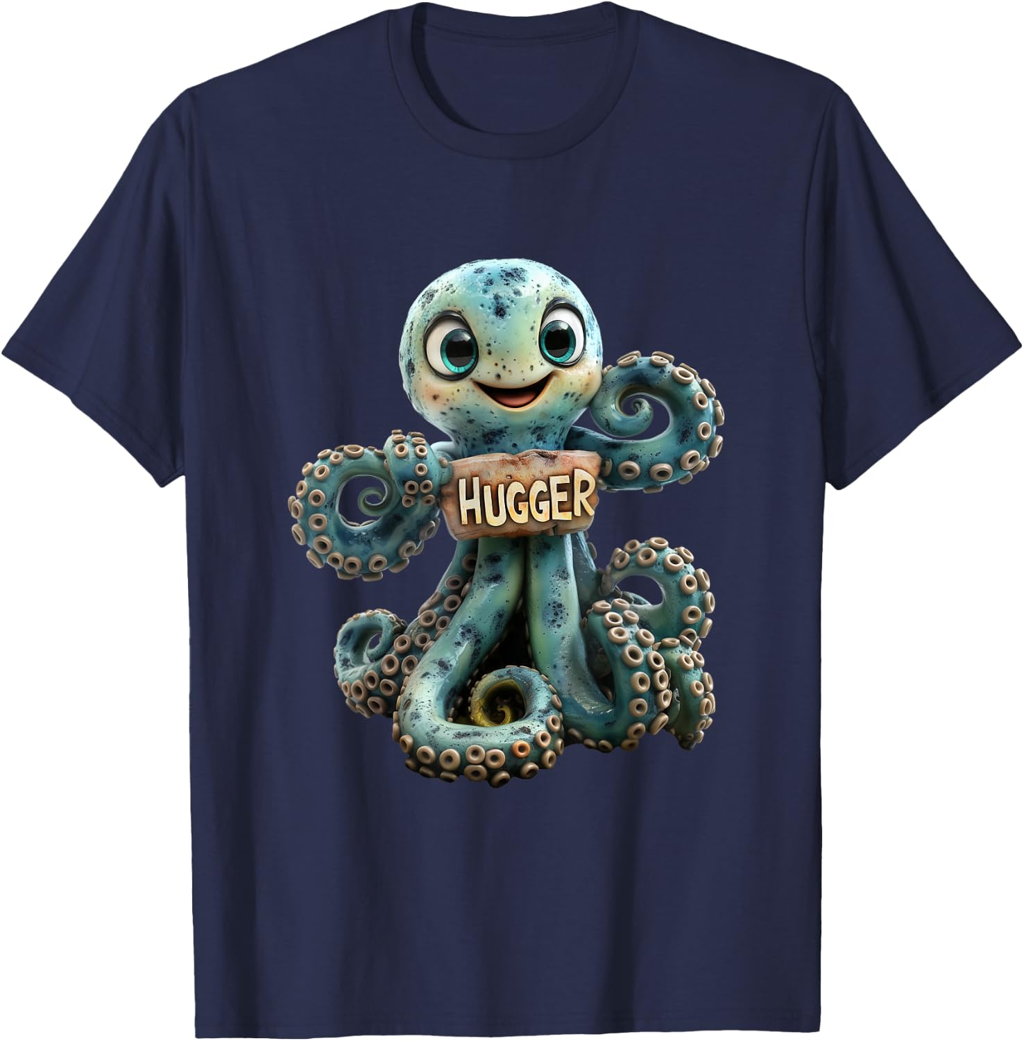 Hugger - Funny Cute Octopus T-Shirt - T-Shirt | Navy