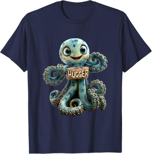 Hugger - Funny Cute Octopus T-Shirt - T-Shirt | Navy
