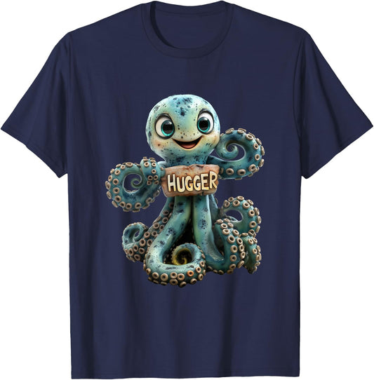 Hugger - Funny Cute Octopus T-Shirt - T-Shirt | Navy