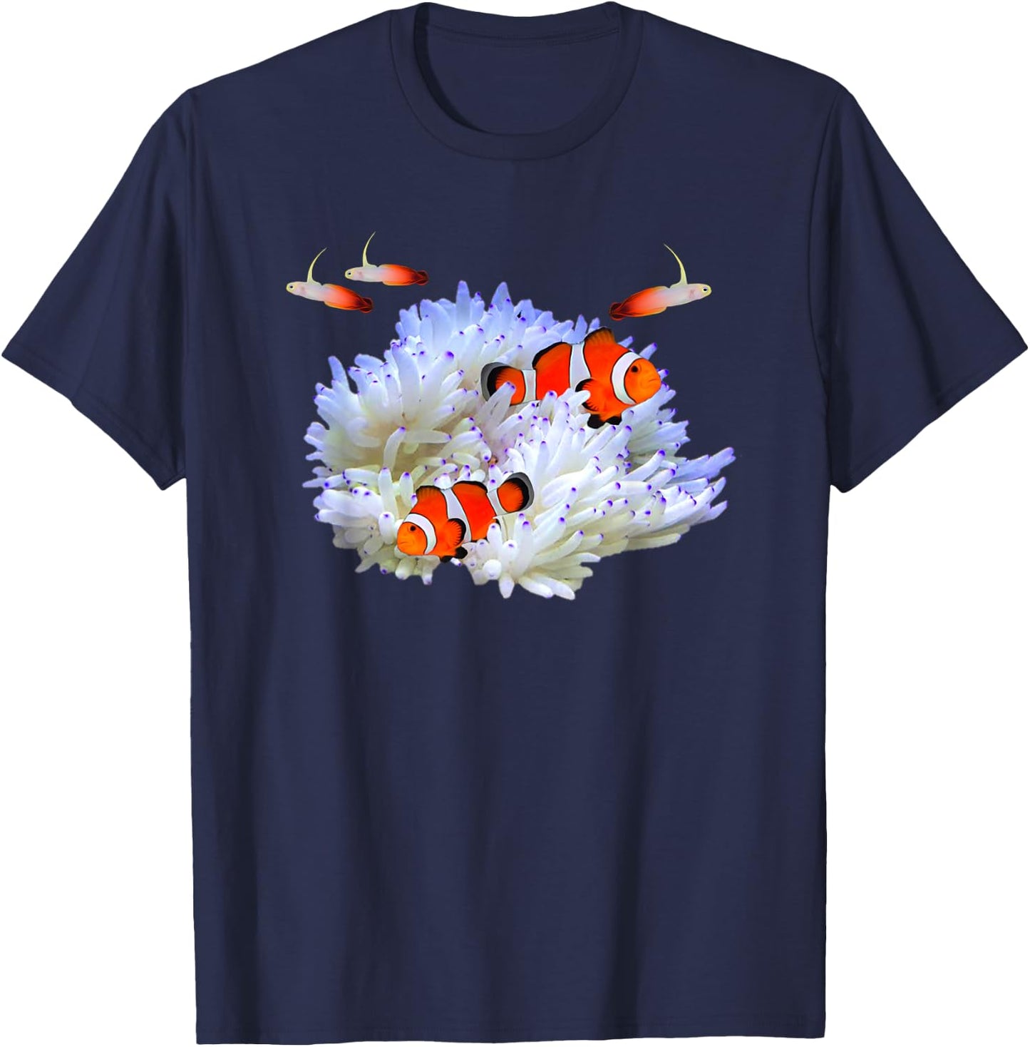 Sebae Anemone Clownfish Firefish Saltwater Reef Aquarium T-Shirt - T-Shirt | Navy