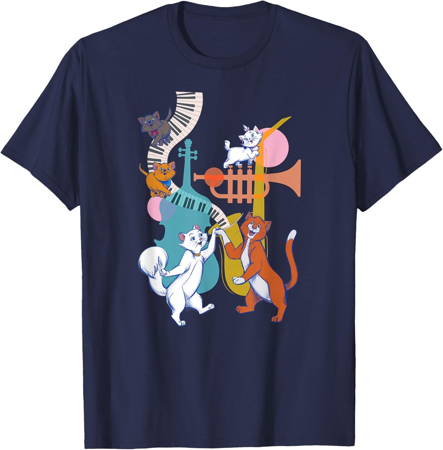 Aristocats Dance Music , Black, S T-Shirt - T-Shirt | Navy
