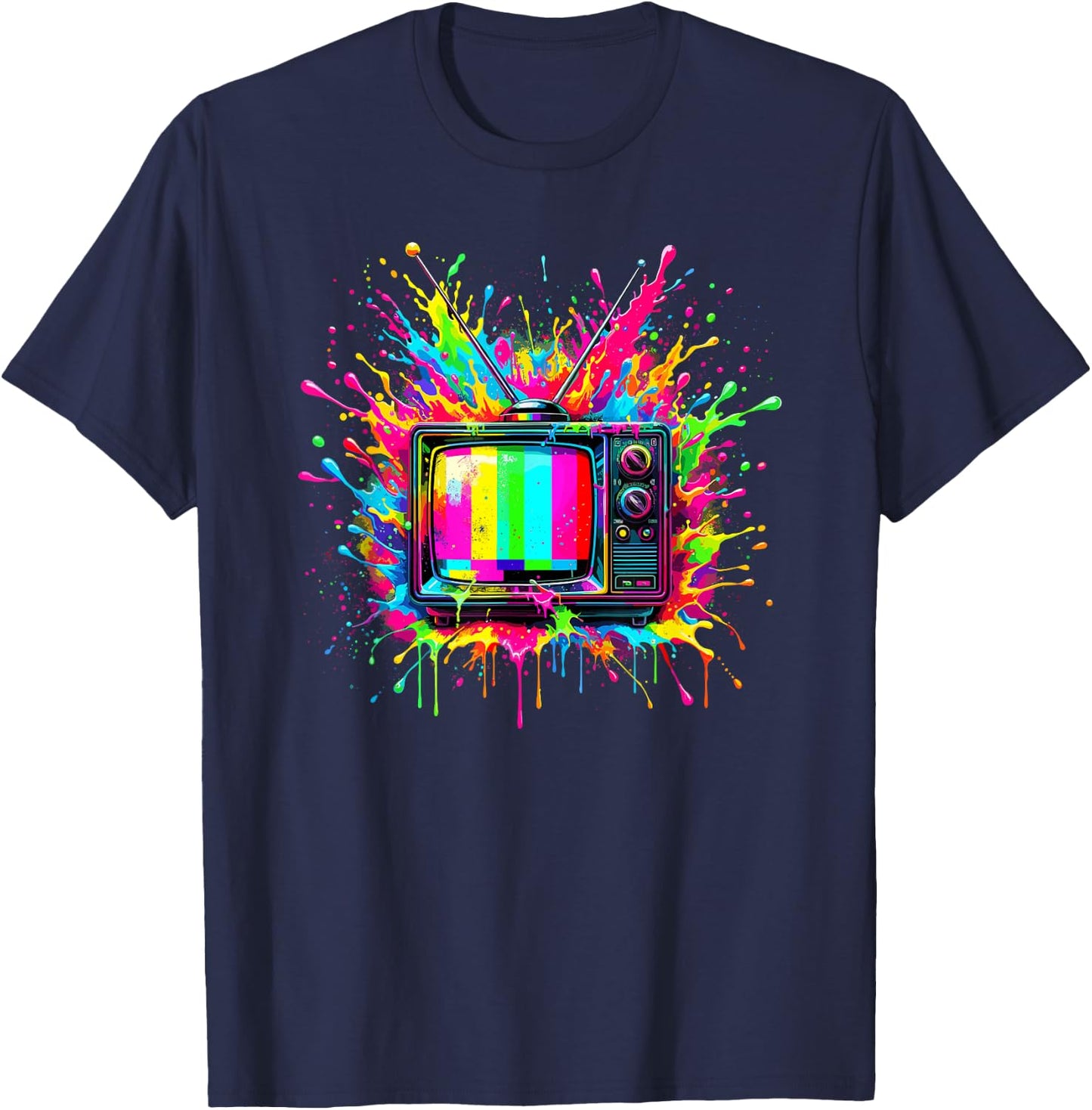 Splash Art Television Vintage TV Retro 70s 80s T-Shirt - T-Shirt | Navy