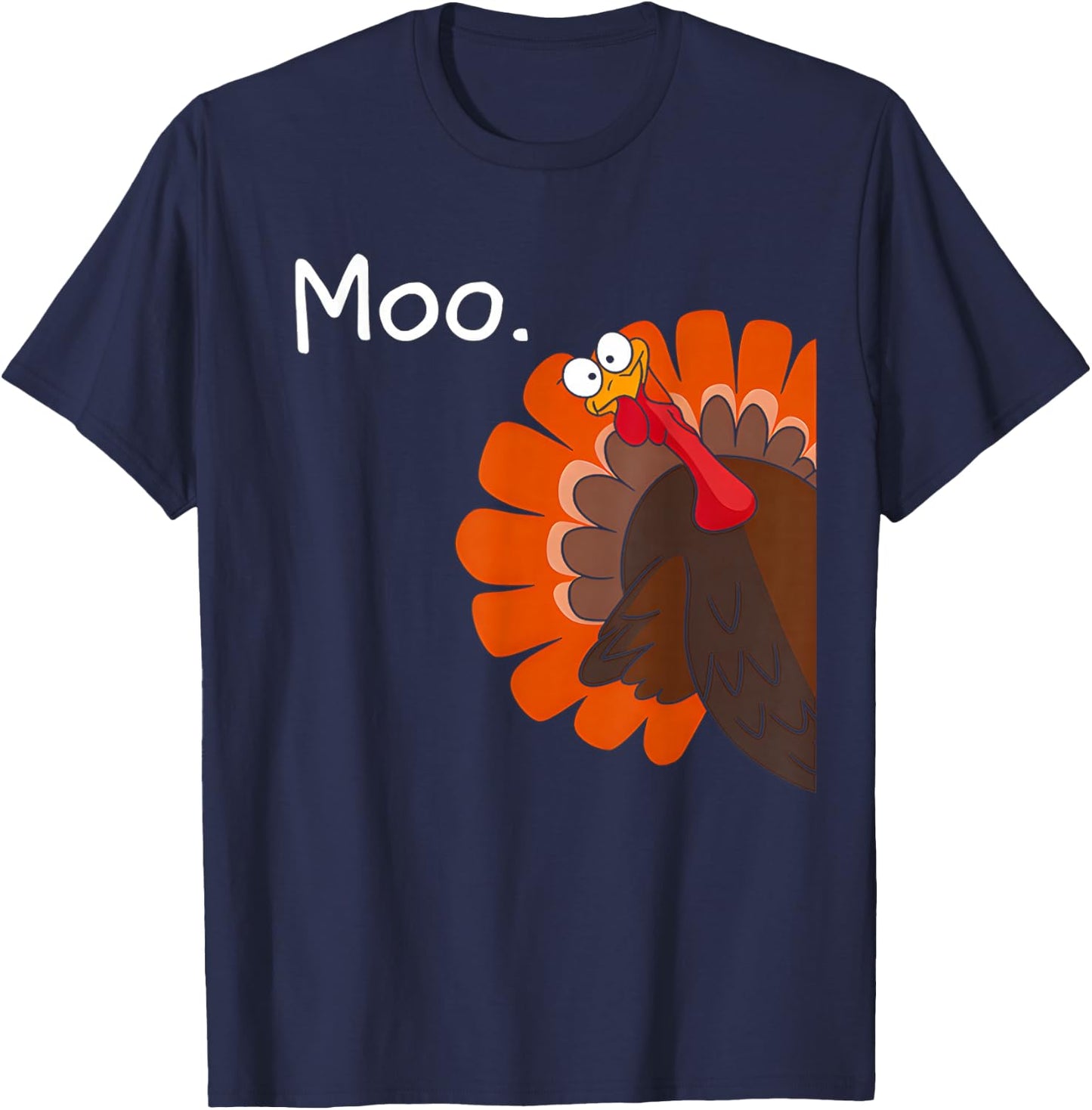 Funny Thanksgiving Turkey Moo Fake Cow Women Kids T-Shirt - T-Shirt | Navy