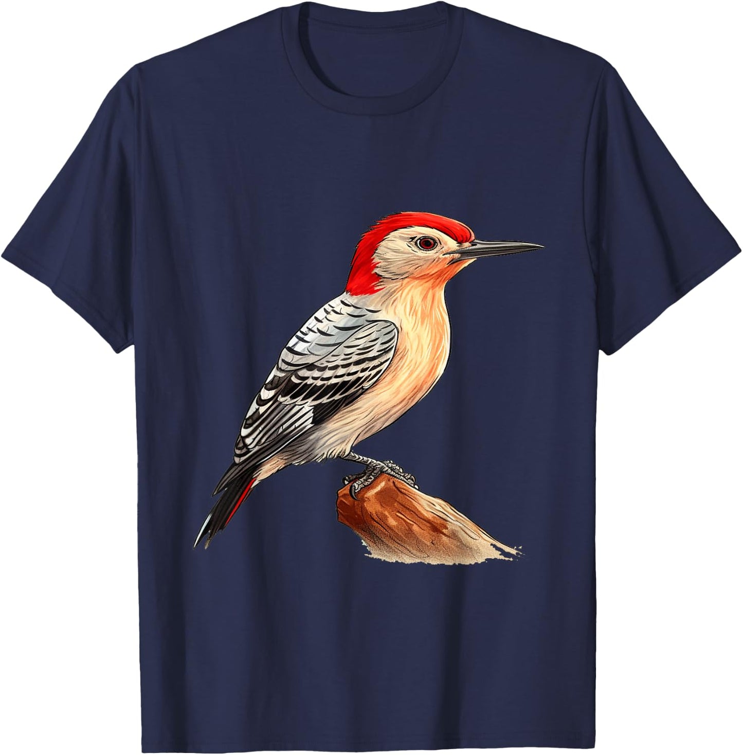Red bellied woodpecker bird lover illustration T-Shirt - T-Shirt | Navy