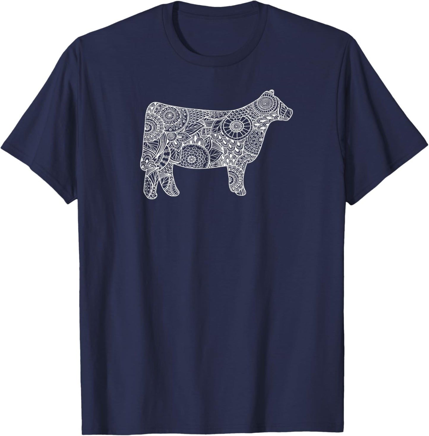 Cow Mandala Shirt - Trendy for Cattle Beef Livestock Show T-Shirt - T-Shirt | Navy