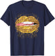 Gold Lips Side Tongue Biting for Sexy Lipstick Mouth Kisser T-Shirt - T-Shirt | Navy