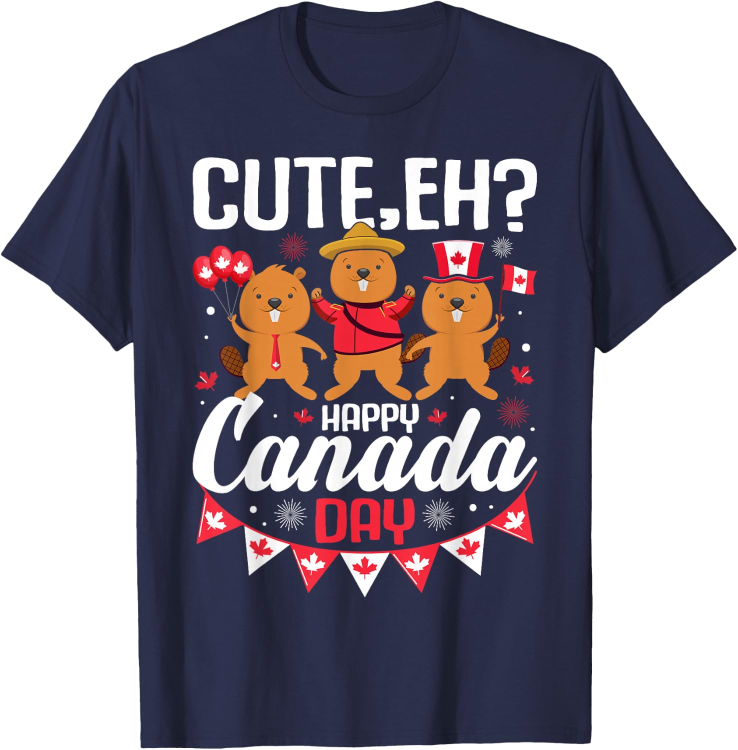 Cute Eh Happy Canada day Flag for Boys girls Kids Toddler T-Shirt - T-Shirt | Navy