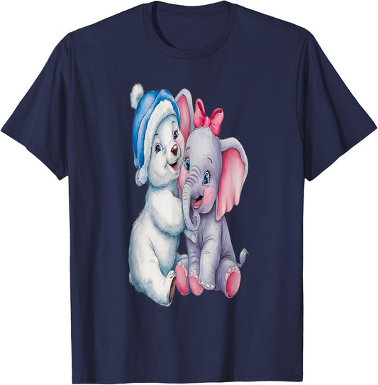 Ours caline éléphant , Black, S T-Shirt - T-Shirt | Navy
