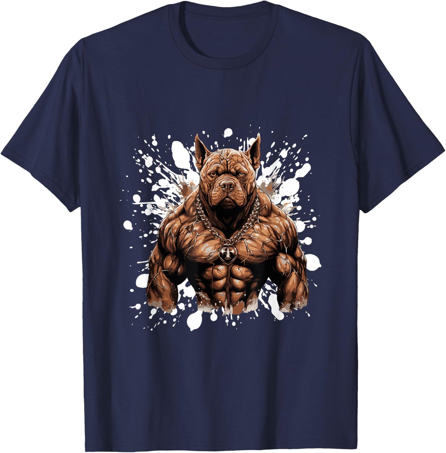 Dog with Pit Muscles | Training Gym Bodybuilding T-Shirt - T-Shirt | Navy