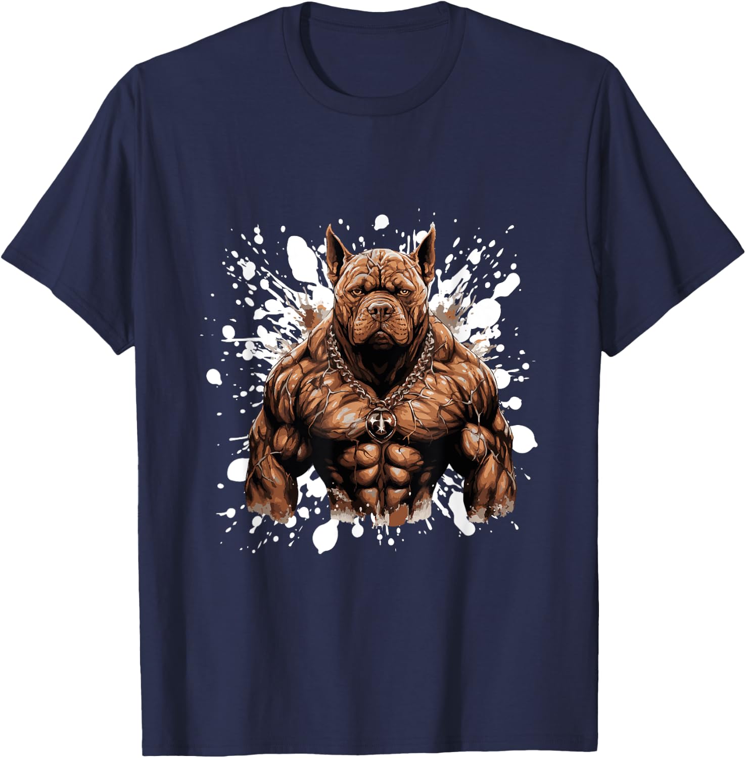 Dog with Pit Muscles | Training Gym Bodybuilding T-Shirt - T-Shirt | Navy