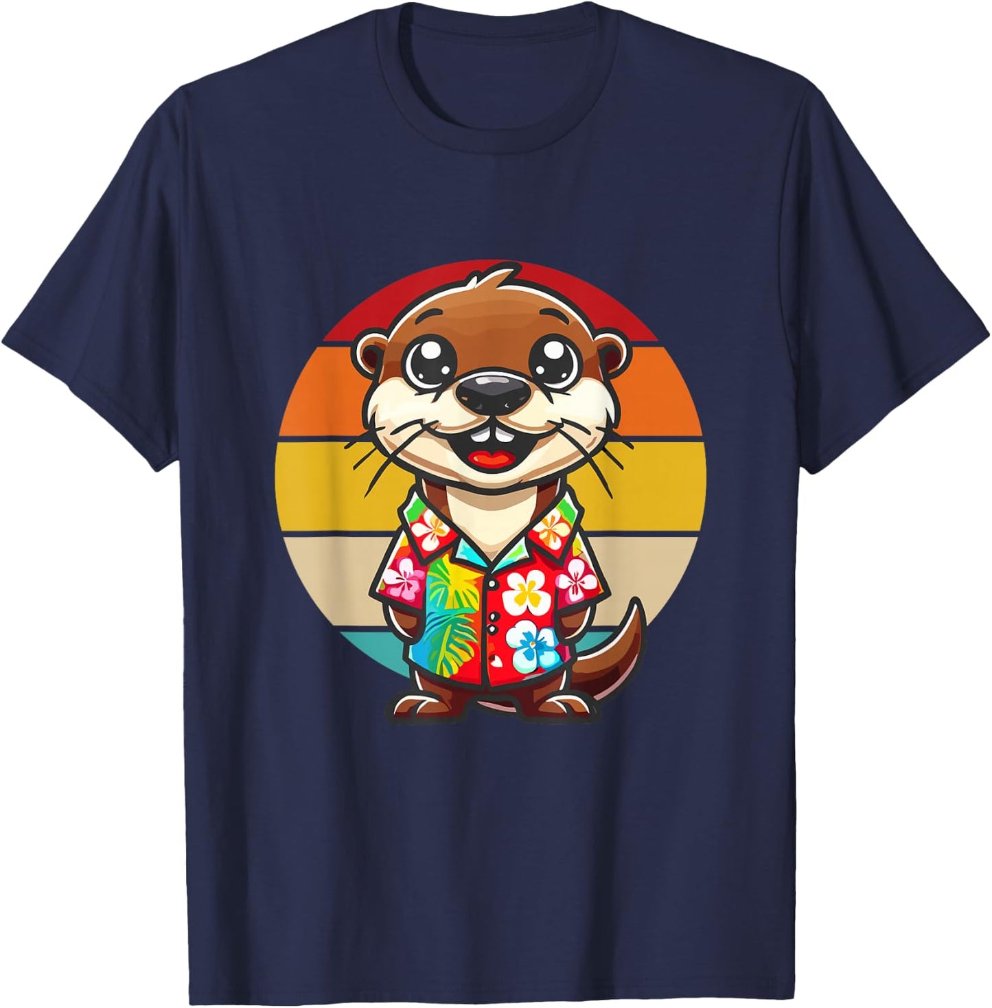 Summer Otter Hawaiian T-Shirt - T-Shirt | Navy