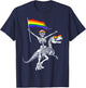 LGBT Flag Skeleton Riding T-Rex Dinosaur Gay Pride Month T-Shirt - T-Shirt | Navy