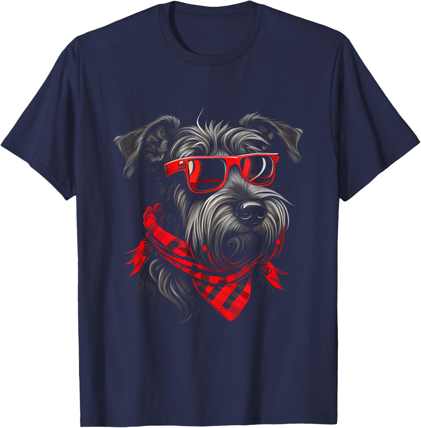 Miniature Schnauzer Sunglasses Bandana T-Shirt - T-Shirt | Navy